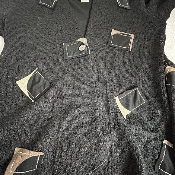 Staley Gretzinger Women's Small Black Art to Wear Asymmetric Cardigan Patchwork - Picture 10 of 10